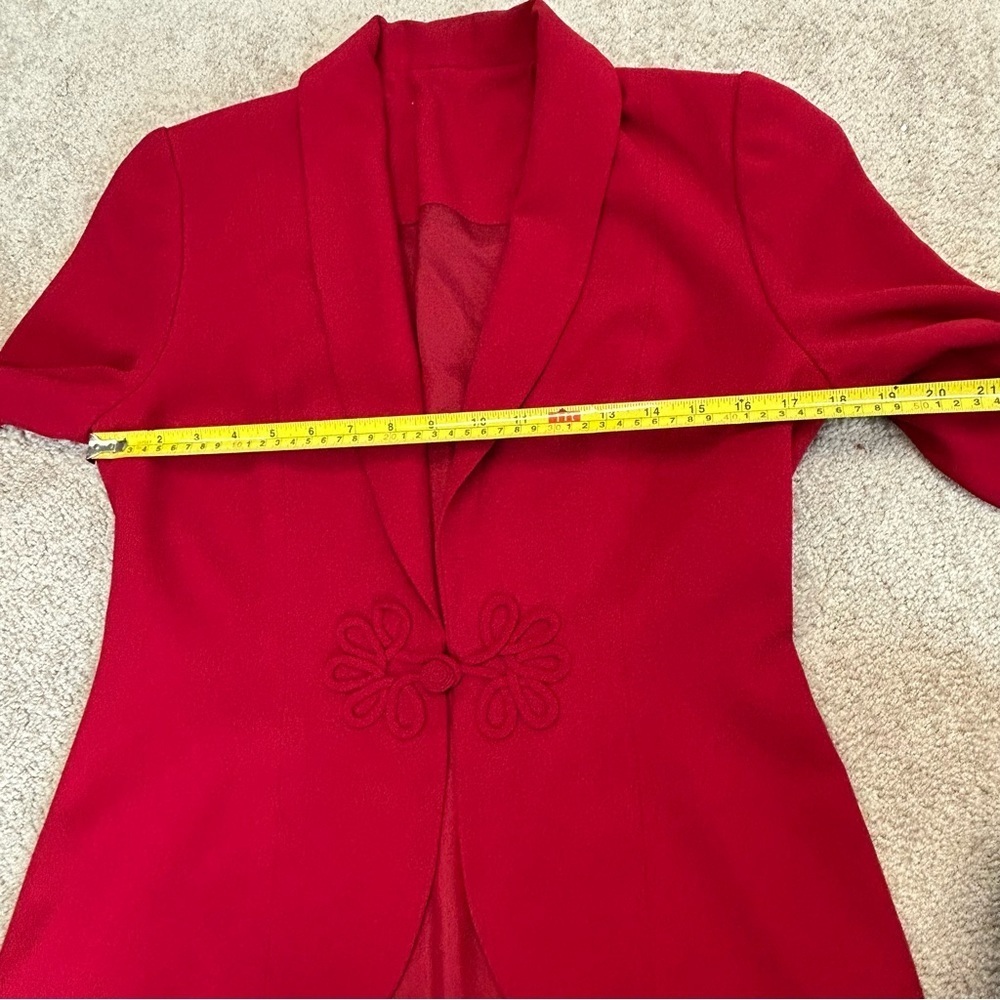 Red Tailored Fitted Structured Cinched Waist Blaz… - image 8